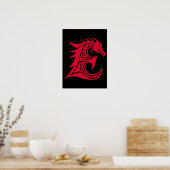 Draak gestileerde letter E, drakenalfabet, monogra Poster (Keuken)