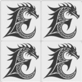 Draak gestileerde letter E, drakenalfabet, monogra Sticker (Voorkant)