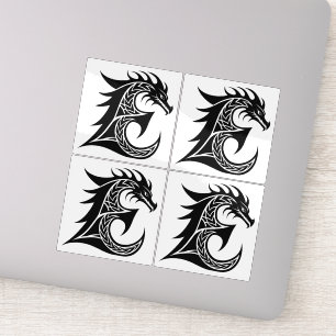 Draak gestileerde letter E, drakenalfabet, monogra Sticker