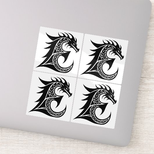 Draak gestileerde letter E, drakenalfabet, monogra Sticker (Detail)