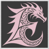 Draak gestileerde letter E, drakenalfabet, monogra Sticker (Voorkant)