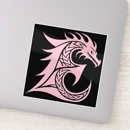 Draak gestileerde letter E, drakenalfabet, monogra Sticker (Detail)