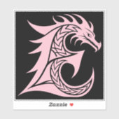 Draak gestileerde letter E, drakenalfabet, monogra Sticker (Vel)