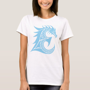 Draak gestileerde letter E, drakenalfabet, monogra T-shirt