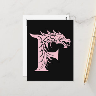 Draak gestileerde letter F, drakenalfabet, monogra Briefkaart