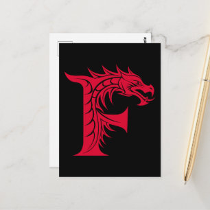 Draak gestileerde letter F, drakenalfabet, monogra Briefkaart