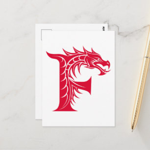 Draak gestileerde letter F, drakenalfabet, monogra Briefkaart