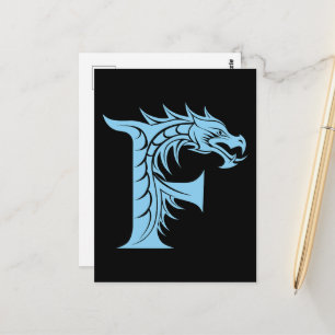 Draak gestileerde letter F, drakenalfabet, monogra Briefkaart