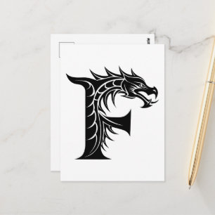 Draak gestileerde letter F, drakenalfabet, monogra Briefkaart