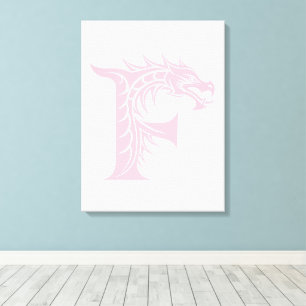 Draak gestileerde letter F, drakenalfabet, monogra Canvas Afdruk