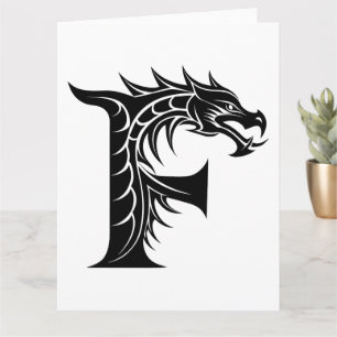 Draak gestileerde letter F, drakenalfabet, monogra Kaart