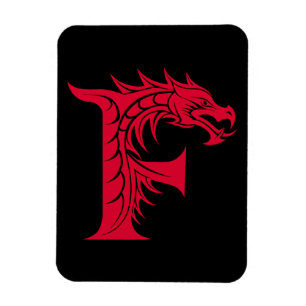 Draak gestileerde letter F, drakenalfabet, monogra Magneet