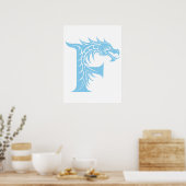 Draak gestileerde letter F, drakenalfabet, monogra Poster (Keuken)