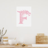 Draak gestileerde letter F, drakenalfabet, monogra Poster (Keuken)