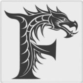 Draak gestileerde letter F, drakenalfabet, monogra Sticker (Voorkant)