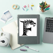 Draak gestileerde letter F, drakenalfabet, monogra Sticker (iPad Cover)