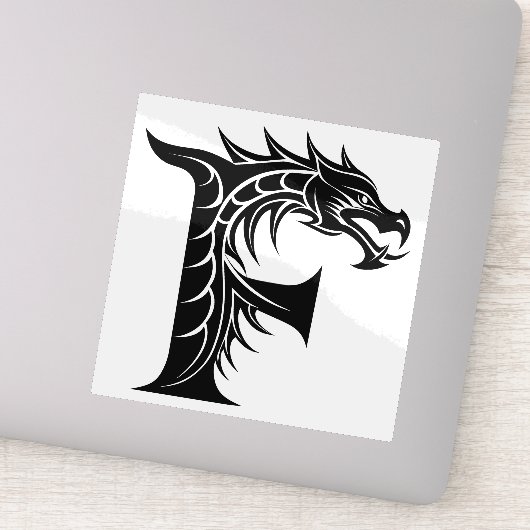 Draak gestileerde letter F, drakenalfabet, monogra Sticker (Detail)