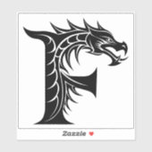 Draak gestileerde letter F, drakenalfabet, monogra Sticker (Vel)