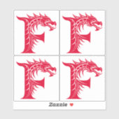 Draak gestileerde letter F, drakenalfabet, monogra Sticker (Vel)