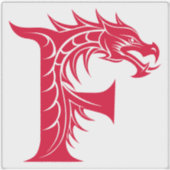 Draak gestileerde letter F, drakenalfabet, monogra Sticker (Voorkant)