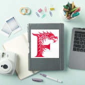 Draak gestileerde letter F, drakenalfabet, monogra Sticker (iPad Cover)
