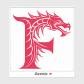 Draak gestileerde letter F, drakenalfabet, monogra Sticker (Vel)