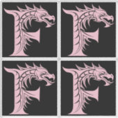 Draak gestileerde letter F, drakenalfabet, monogra Sticker (Voorkant)
