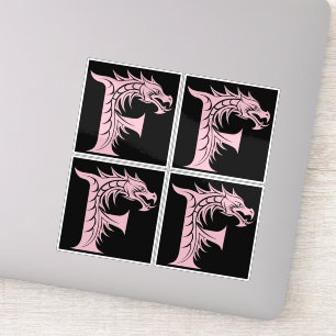 Draak gestileerde letter F, drakenalfabet, monogra Sticker