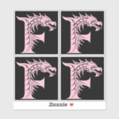 Draak gestileerde letter F, drakenalfabet, monogra Sticker (Vel)