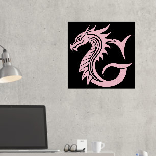 Draak gestileerde letter G, drakenalfabet, monogra Folie Afdrukken