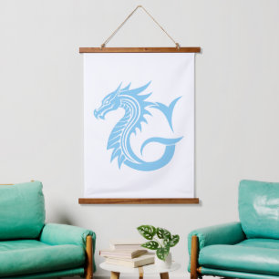 Draak gestileerde letter G, drakenalfabet, monogra Hangend Wandkleed