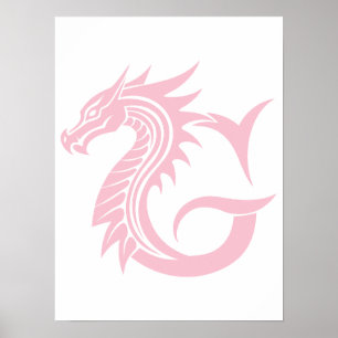 Draak gestileerde letter G, drakenalfabet, monogra Poster