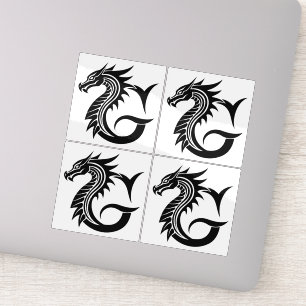 Draak gestileerde letter G, drakenalfabet, monogra Sticker