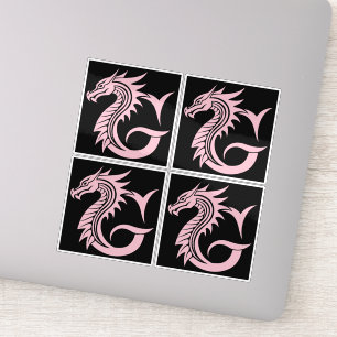 Draak gestileerde letter G, drakenalfabet, monogra Sticker