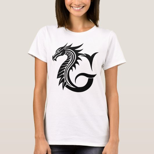 Draak gestileerde letter G, drakenalfabet, monogra T-shirt (Voorkant)