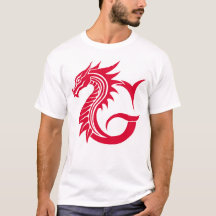 Draak gestileerde letter G, drakenalfabet, monogra