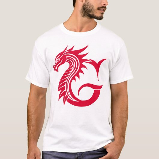 Draak gestileerde letter G, drakenalfabet, monogra T-shirt (Voorkant)