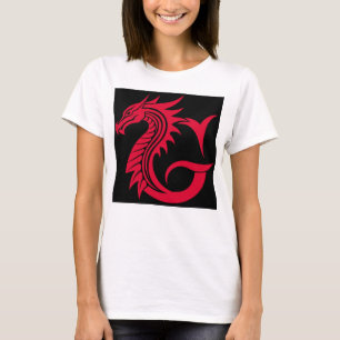 Draak gestileerde letter G, drakenalfabet, monogra T-shirt