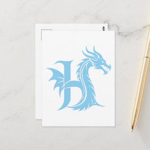 Draak gestileerde letter H, drakenalfabet, monogra Briefkaart
