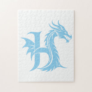Draak gestileerde letter H, drakenalfabet, monogra Legpuzzel