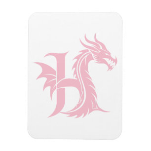 Draak gestileerde letter H, drakenalfabet, monogra Magneet