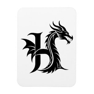 Draak gestileerde letter H, drakenalfabet, monogra Magneet
