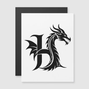 Draak gestileerde letter H, drakenalfabet, monogra Magnetische Uitnodiging