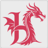 Draak gestileerde letter H, drakenalfabet, monogra Sticker (Voorkant)