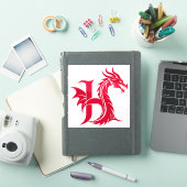 Draak gestileerde letter H, drakenalfabet, monogra Sticker (iPad Cover)
