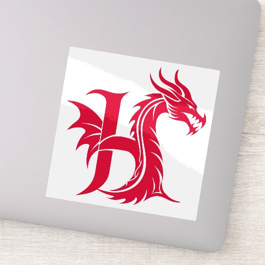 Draak gestileerde letter H, drakenalfabet, monogra Sticker (Detail)
