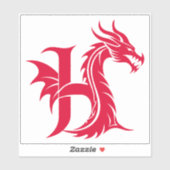 Draak gestileerde letter H, drakenalfabet, monogra Sticker (Vel)