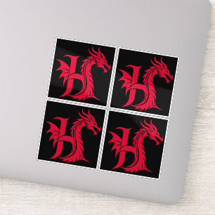 Draak gestileerde letter H, drakenalfabet, monogra Sticker