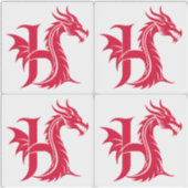 Draak gestileerde letter H, drakenalfabet, monogra Sticker (Voorkant)