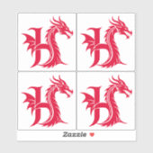 Draak gestileerde letter H, drakenalfabet, monogra Sticker (Vel)